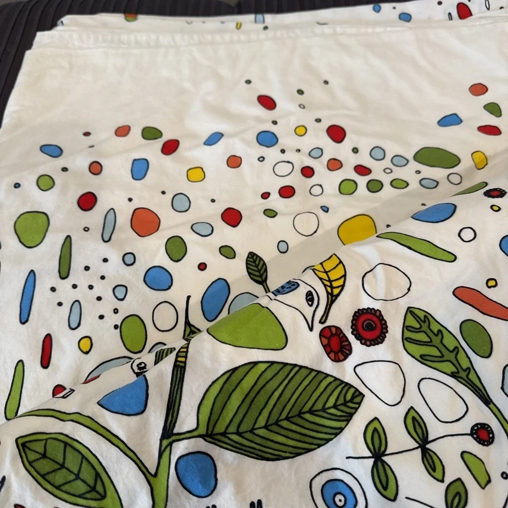 IKEA Eivor Leva Full Duvet‎ Cover Whimsical Colorful Design Cotton Buttons